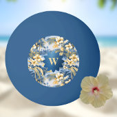 Retro Yellow Blue Floral n Tropical Palms Initial  卓球ボール