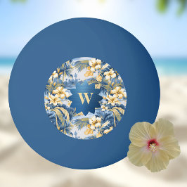 Retro Yellow Blue Floral n Tropical Palms Initial  卓球ボール