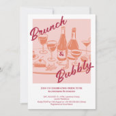 Retro yellow “Brunch & Bubbly” Bridal Shower 招待状 (正面)
