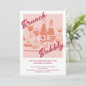 Retro yellow “Brunch & Bubbly” Bridal Shower 招待状 (スタンド正面)