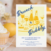 Retro yellow “Brunch & Bubbly” Bridal Shower 招待状