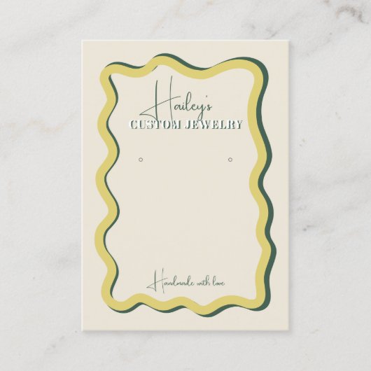 Retro Yellow Citrus Green Wavy Jewelry Display 名刺 (正面)