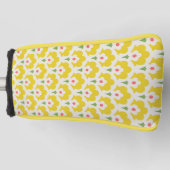 Retro Yellow Flower Garden Pattern ゴルフヘッドカバー (正面)