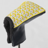 Retro Yellow Flower Garden Pattern ゴルフヘッドカバー (3/4 正面)