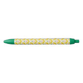 Retro Yellow Flower Garden Pattern 黒ボールペン (正面)
