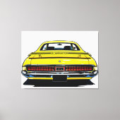 Retro Yellow Muscle Car Rear Pop Art Illustration キャンバスプリント (正面)