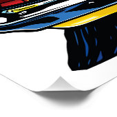 Retro Yellow Muscle Car Rear Pop Art Illustration ポスター (コーナー)