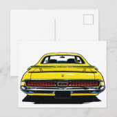 Retro Yellow Muscle Car Rear Pop Art Illustration ポストカード (正面/裏面)