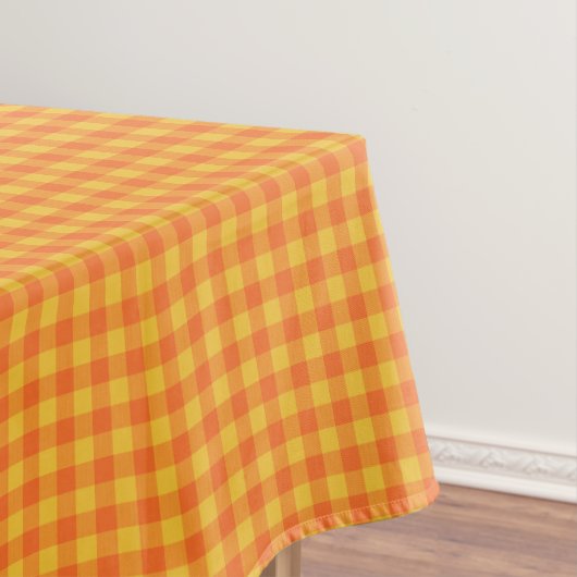 Retro Yellow Orange Gingham Picnic Table Decor テーブルクロス (インサイチュ)