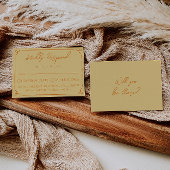 Retro Yellow Orange Hand Written Drawn Wedding 出欠カード