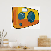 Retro Yellow Point and Shoot Film Camera ポスター (キッチン)