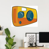 Retro Yellow Point and Shoot Film Camera ポスター (ホームオフィス)