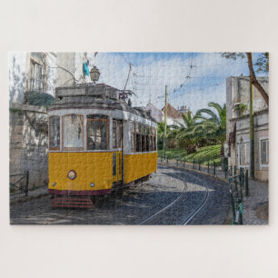 Retro yellow tram on street in Lisbon, Portugal ジグソーパズル
