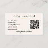 Retro Yellow Wavy Stripes Trendy Boho QR Code Fun 名刺 (裏面)