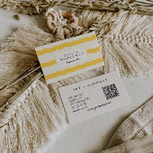 Retro Yellow Wavy Stripes Trendy Boho QR Code Fun 名刺