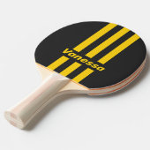 Retro Yellowjacket Three Pin Stripes with Name 卓球ラケット (正面アングル)