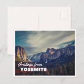 Retro Yellowstone Greetings Bison Grazing Blank ポストカード (正面/裏面)