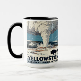 Retro Yellowstone National Park Bison Gift マグカップ