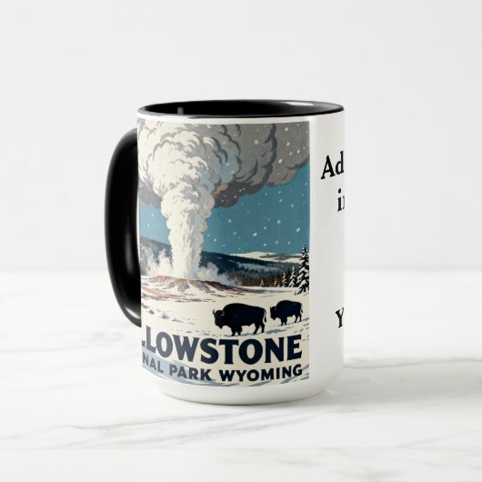 Retro Yellowstone National Park Bison Gift マグカップ (正面左)