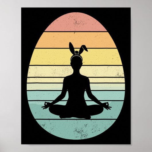Retro Yoga Easter Egg Easter Day Mediation Womens  ポスター (正面)