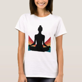 Retro Yoga Girl Minimalist Meditation Pose Graphic Tシャツ