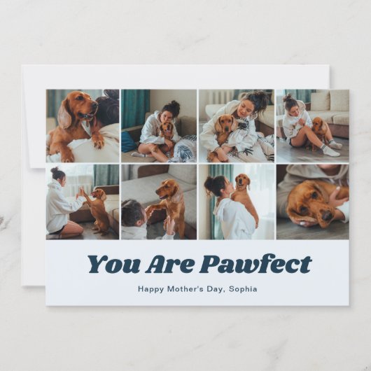 Retro You Are Pawfect Dog Mom 12 Photo Blue シーズンカード (正面)