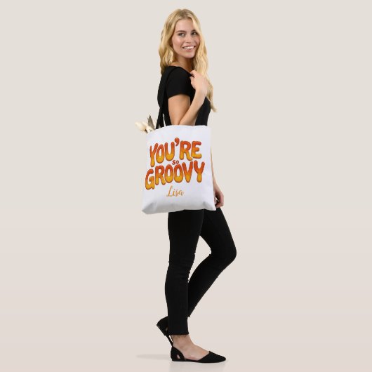 Retro You’re So Groovy Personalized Name 70s  トートバッグ (モデル)