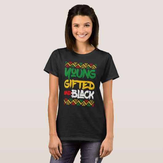 Retro Young Gifted And Black History Month African Tシャツ (正面フル)