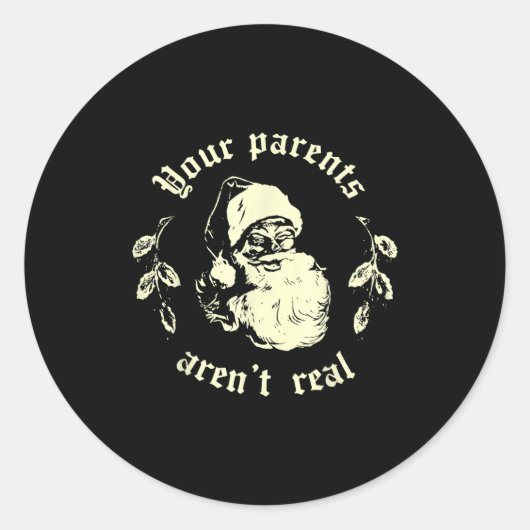 Retro Your Parents Aren't Real Santa Funny Christm ラウンドシール (正面)
