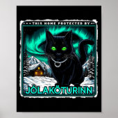 Retro Yule Cat Icelandic This Home Protected Jólak ポスター (正面)
