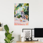 Retro Zebra Poster, Zebra Oil Painting, Vintage ポスター (ホームオフィス)
