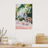 Retro Zebra Poster, Zebra Oil Painting, Vintage ポスター (キッチン)