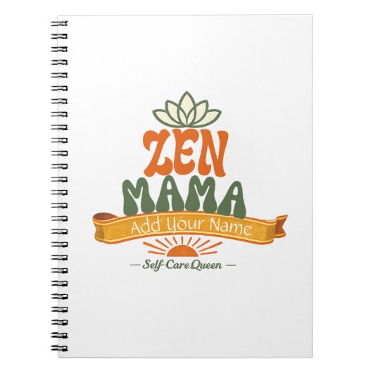 Retro Zen Mama Yoga Lotus Personalized Art Noteboo ノートブック (正面)
