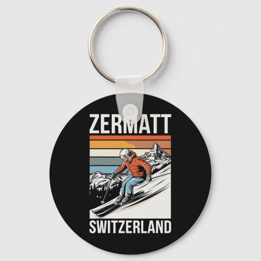 Retro Zermatt Switzerland Ski Resort  キーホルダー (正面)