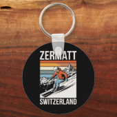 Retro Zermatt Switzerland Ski Resort  キーホルダー (正面)