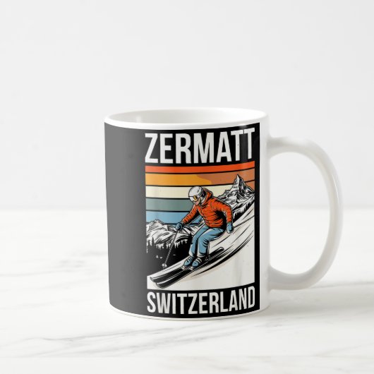 Retro zermatt switzerland ski resort fun alpine コーヒーマグカップ (右)
