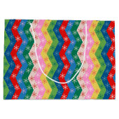 Retro zigzag Chevron Snowflake Pattern ラージペーパーバッグ (裏面)