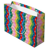 Retro zigzag Chevron Snowflake Pattern ラージペーパーバッグ (裏面アングル)