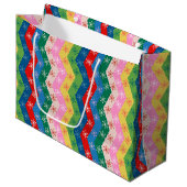 Retro zigzag Chevron Snowflake Pattern ラージペーパーバッグ (正面アングル)
