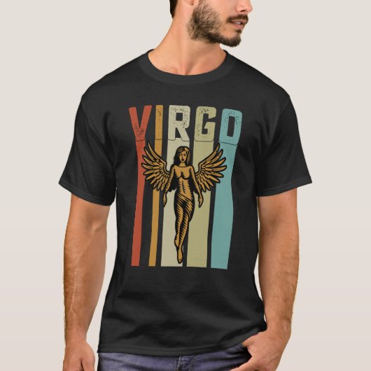 Retro Zodiac Virgo Vintage Style Astrology Tシャツ (正面)