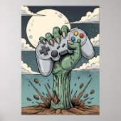 Retro Zombie Gamer Hand - Classic Controller Grip ポスター (正面)