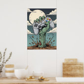 Retro Zombie Gamer Hand - Classic Controller Grip ポスター (キッチン)