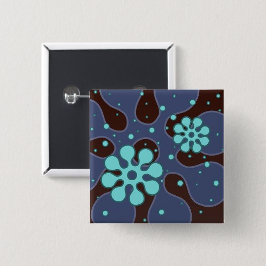 retroflakesstickerBlue 缶バッジ (正面&裏面)