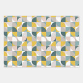 RetroMod Patterns Aqua Teal Blue Blush Pink Yellow ラッピングペーパーシート (正面3)