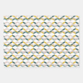 RetroMod Patterns Aqua Teal Blue Blush Pink Yellow ラッピングペーパーシート (正面3)