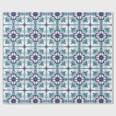 Retromuster Blaue Kachel ラッピングペーパー (フラット)