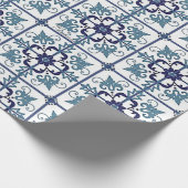 Retromuster Blaue Kachel ラッピングペーパー (角)