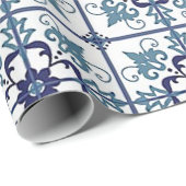 Retromuster Blaue Kachel ラッピングペーパー (ロールコーナー)