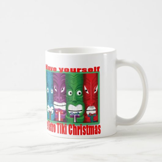RetroTikiChristmasHeads-ClassicWhiteMug 11oz コーヒーマグカップ (右)