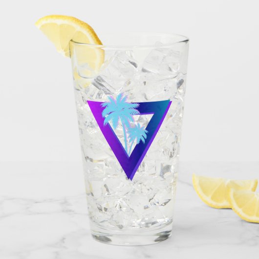 RETROWAVE SYNTHWAVE PALM TREES TRIANGLE GLASS タンブラーグラス (アイス正面)
